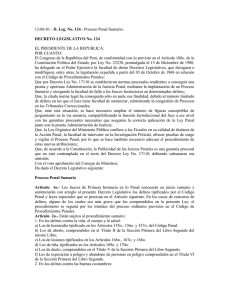 12-06-81.- D. Leg. No. 124.- Proceso Penal Sumario. DECRETO