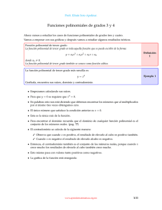 Funciones polinomiales de grados 3 y 4