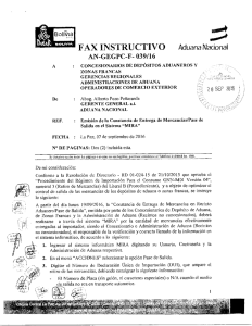 Page 1 V, N Bolivia ae.rva FAX INSTRUCTIVO Aduana Nacional AN