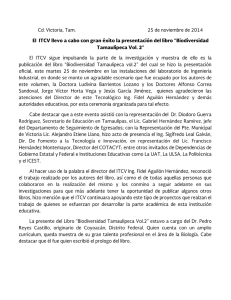 El ITCV llevo a cabo con gran éxito la presentación del libro