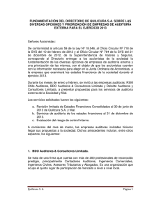 Opciones de Auditores Externos 2013 - Quilicura SA