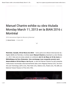Manuel Chantre exhibe su obra titulada Monday March 11, 2013 en