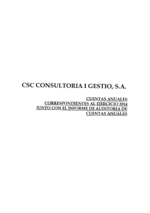 Comptes anuals 2014 CSC Consultoria i Gestió SA