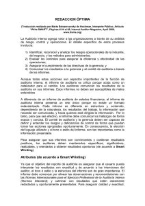 La Auditoría interna agrega valor a la organización a través de sus