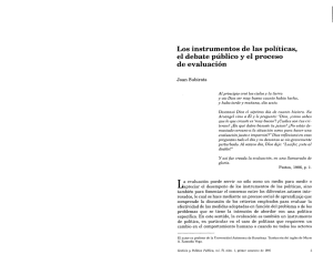 Joan Subirats, Los instrumentos de las políticas, el debate público y