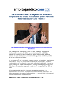 Luis Guillermo Vélez: “El Régimen de Insolvencia Empresarial no