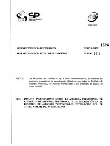 Circular N&deg; 1526 - Superintendencia de Pensiones