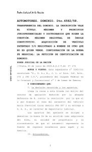 Poder Judicial de la Nación AUTOMOTORES. DOMINIO. Dto.6582/58.