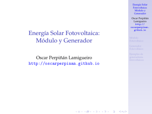 Energía Solar Fotovoltaica: Módulo y Generador