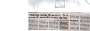 Se requiere ejecutar 917 obras con ﬁn de atenuar efectos de El