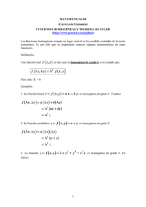 Funciones Homogéneas y Teorema de Euler