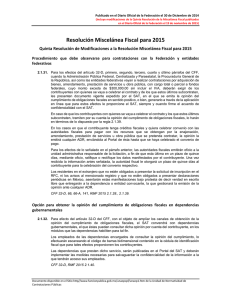 Disposiciones Miscelánea Fiscal 2015 relacionada Artículo 32-D