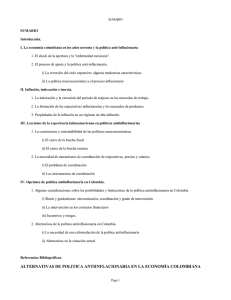 alternativas de politica antiinflacionaria en la economía