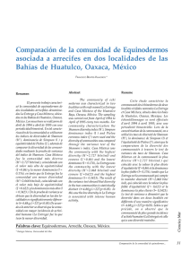 Comparación de la comunidad de Equinodermos asociada a