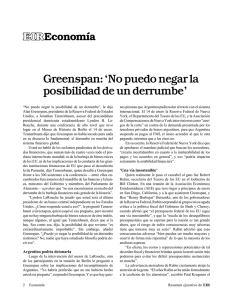 Greenspan: `No puedo negar la posibilidad de un derrumbe`