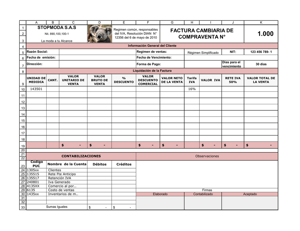 Documentos Contables Y Organizacionales Factura Cambi 8957