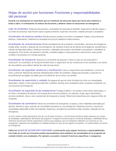 Hojas de acción por funciones: Funciones y responsabilidades del