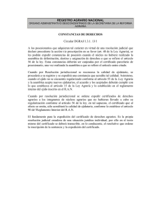 REGISTRO AGRARIO NACIONAL CONSTANCIAS DE DERECHOS