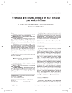 Heterotaxia-poliesplenia, abordaje del hiato esofágico para técnica