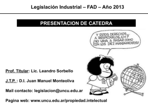 Legislación Industrial – FAD – Año 2013 PRESENTACION DE