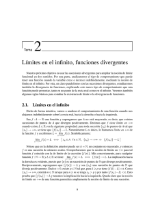 Límites en el infinito, funciones divergentes