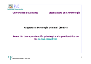 Asignatura: Psicología criminal (10274) Tema 14: Una aproximación