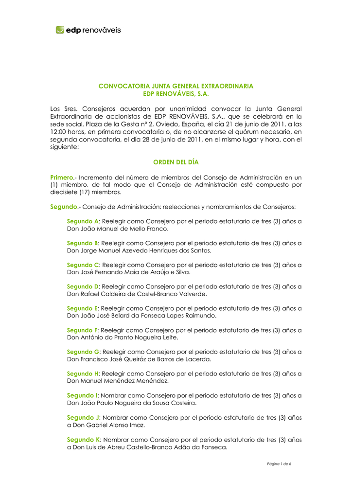 CONVOCATORIA JUNTA GENERAL EXTRAORDINARIA