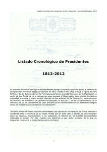 Listado Cronológico de Presidentes 1812-2012