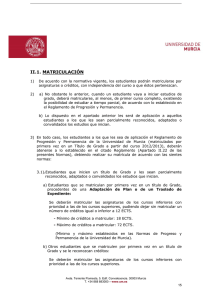 ii.1. matriculación - Universidad de Murcia