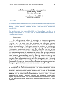 1 Condición humana y felicidad: hechos y palabras Carmen