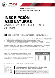 inscripción asignaturas - Secretaría de Gestión Académica
