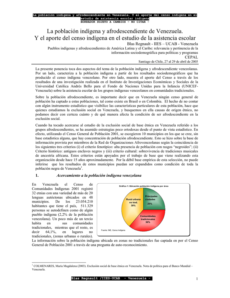 La Población Indígena Y Afrodescendiente De Venezuela. Y El