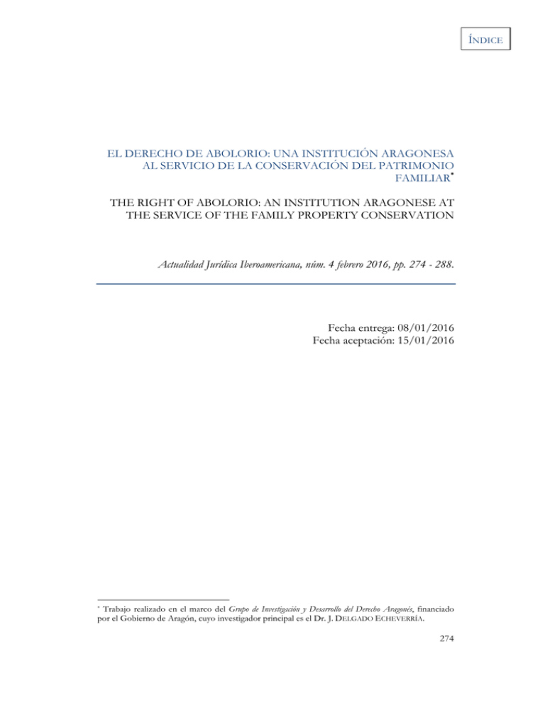 el derecho de abolorio una institución aragonesa al servicio de la
