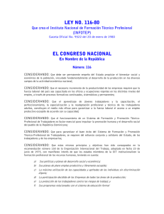 Ley 116-80: Creaci&oacute;n del INFOTEP en Rep&uacute;blica Dominicana