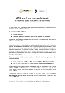 MIEM lanzó una nueva edición del Beneficio para Industrias Eficientes
