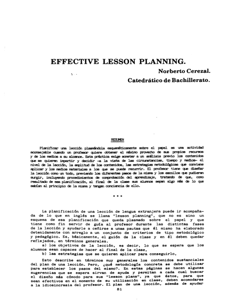 Effective Lesson Planning