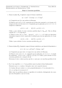 Geometr´ıa de Curvas y Superficies. 2 Matemáticas. Curso 2015