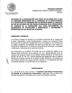 primera comisión gobernacion, puntos constitucionales y