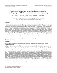 Response of peach trees to regulated deficit irrigation during
