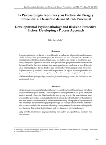 La Psicopatología Evolutiva y los Factores de Riesgo y Protección