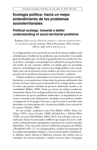 Ecología política: hacia un mejor entendimiento de los problemas