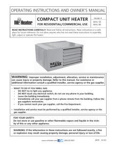 Product Manual for Mr. Heater Compact Unit Heater