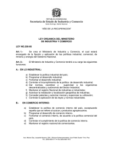 Ley 290-66 Ley Orgánica del Ministerio de Industria y Comercio de
