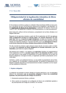 Circular Nº 12 de Marzo de 2016. Legalización telemática de libros.
