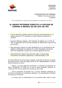 "El Grupo Petersen ejercita la opción de compra a Repsol".