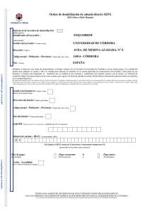 Orden de domiciliación de adeudo directo SEPA ESQ1418001B