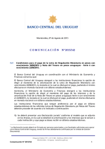 comunicaci ó nn°2015/142 - Banco Central del Uruguay