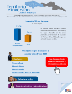 Inversión SED en Sumapaz Principales logros alcanzados a