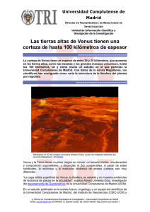 Las tierras altas de Venus tienen una corteza de hasta 100