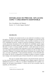 Estabilidad de precios. Inflación cero y crecimiento sostenible